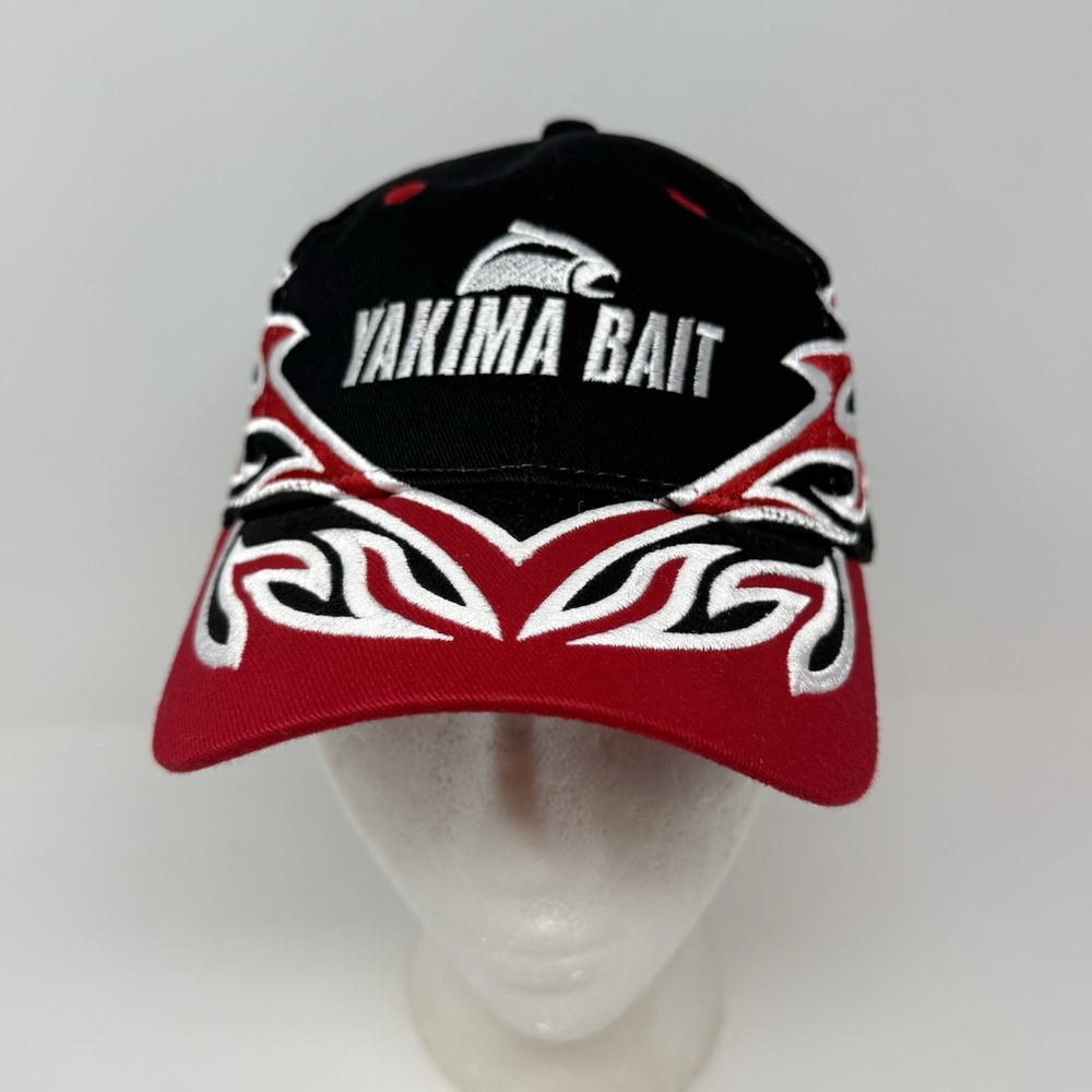 Rare Vintage Yakima Bait Flames Tribal Hat Cap Strap Back One Size‎ Embroidered